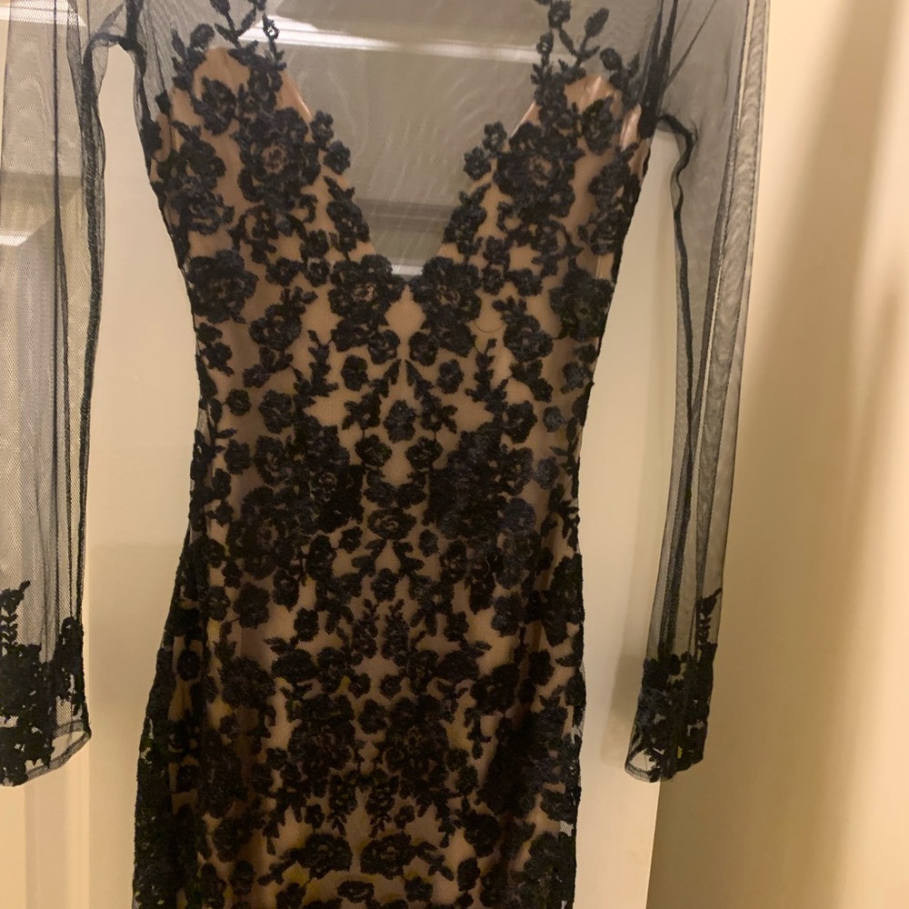 For Love & Lemons Black Floral Lace Overlay Mini Dress - Picture 6 of 8
